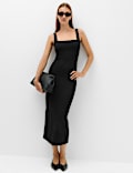 Jersey Square Neck Midi Bodycon Dress