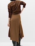 Satin Midi Asymmetric Skirt