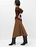 Satin Midi Asymmetric Skirt