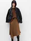 Satin Midi Asymmetric Skirt