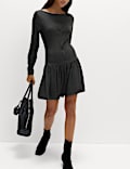 Jersey Drop Waist Mini Skater Dress