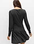 Jersey Drop Waist Mini Skater Dress