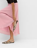 Tie Waist Midi A-Line Skirt