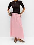 Tie Waist Midi A-Line Skirt