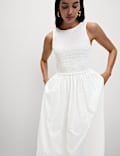 Pure Cotton Shirred Waisted Maxi Dress