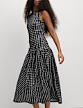 Checked Midi Waisted Dress