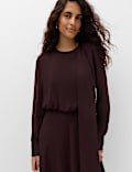 Chiffon Tie Neck Maxi Waisted Dress