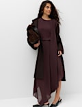 Chiffon Tie Neck Maxi Waisted Dress