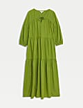 Cotton Rich V-Neck Midaxi Relaxed Dress