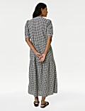 Cotton Rich Gingham Midi Tiered Dress