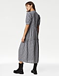 Cotton Rich Gingham Midi Tiered Dress