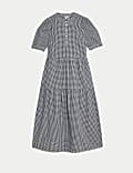 Cotton Rich Gingham Midi Tiered Dress