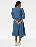 Vestido a la cintura a media pierna 100% algod&oacute;n denim
