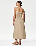 Pure Cotton Square Neck Relaxed Midi Slip Dress