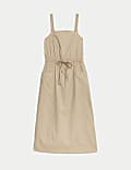 Pure Cotton Square Neck Relaxed Midi Slip Dress