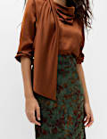 Floral Midaxi Column Skirt With Stretch