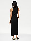 Geripptes Bodycon-Midikleid mit hohem Baumwollanteil