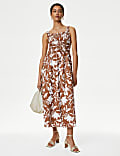 Pure Cotton Printed Midi Waisted Cami Dress