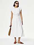 Ruched Midi Waisted Dress