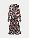 Printed Tie Waist Midi Shirt Dress