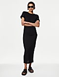Jersey Ruched Midi Column Dress