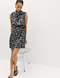 Satin Polka Dot Mini Bodycon Dress