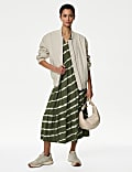 Pure Cotton Printed V-Neck Midi Tiered Dress