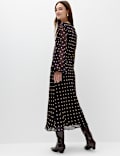 Chiffon Spot Print Midi Tea Dress