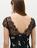 Satin Lace Floral Mini Slip Dress