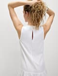 Pure Cotton Midaxi Drop Waist Tiered Dress