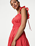Robe midi 100 % coton à décolleté en coeur