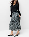 Animal Print Knotted Midi A Line Skirt