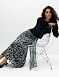 Animal Print Knotted Midi A Line Skirt