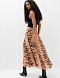 Animal Print Box Pleat Midi Circle Skirt