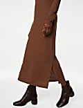 Ribbed V-Neck Midi Column Dress