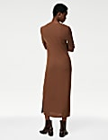Ribbed V-Neck Midi Column Dress