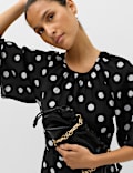 Lyocell Rich Polka Dot Midi Waisted Dress