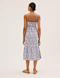 Cotton Ditsy Floral Cami Tiered Midi Dress