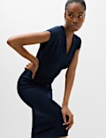 Cotton Rich V-Neck Midi Column Dress