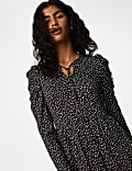 Jersey Printed Tie Neck Midi Column Dress