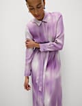 Satin Ombre Textured Midaxi Shirt Dress