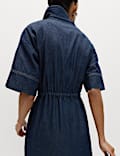 Pure Cotton Denim Midi Shirt Dress