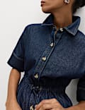 Pure Cotton Denim Midi Shirt Dress