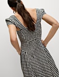 Cotton Rich Gingham Square Neck Midi Dress