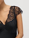 Lace V-Neck Midi Slip Dress