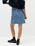 Denim Jacquard Mini A-Line Skirt