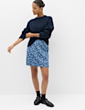 Denim Jacquard Mini A-Line Skirt
