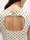 Polka Dot Round Neck Midaxi Waisted Dress