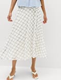 Mesh Checked Midi A-Line Skirt