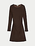 Mesh Jersey Ruched Mini Column Dress